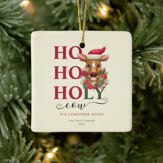 Funny Heilige Kuh Weihnachtsfest Foto Keramikornament (Baum)