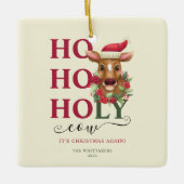 Funny Heilige Kuh Weihnachtsfest Foto Keramikornament (Vorderseite)