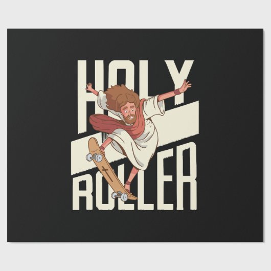 Funny Heiliger Roller Skateboard Jesus Geschenkpapier (Flach)