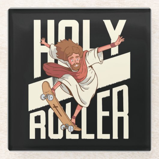 Funny Heiliger Roller Skateboard Jesus Glasuntersetzer (Vorderseite)