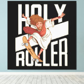 Funny Heiliger Roller Skateboard Jesus Leinwanddruck (Insitu (Holzboden))