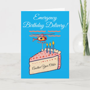 Funny Helicopter Geburtstag mit Kuchen Lieferung Karte
