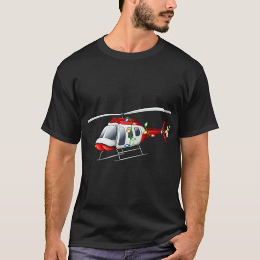 Funny Helicopter Lover Xmas Weihnachtsmannmütze He T-Shirt (Vorderseite)
