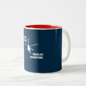 Funny Helicopter Pilot Flying Airplane Aviation Zweifarbige Tasse (VorderseiteRechts)