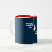 Funny Helicopter Pilot Flying Airplane Aviation Zweifarbige Tasse (Vorderseite Links)