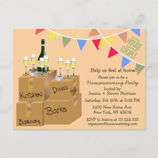 Funny hell House Erwärmung Party Einladung Design Postkarte (Vorderseite)