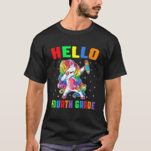 Funny Hello 4th Grade Unicorn Dabbing Zurück nach T-Shirt
