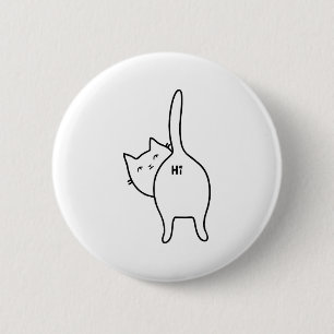 Funny Hello Black Cat Hintern Hi Design für Katze Button