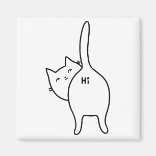 Funny Hello Black Cat Hintern Hi Design für Katze  Magnet
