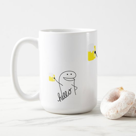 FUNNY HELLO CARTOON BESCHÄFTIGT CO-WORKER-GIFT-TAS KAFFEETASSE (Mit Donut)