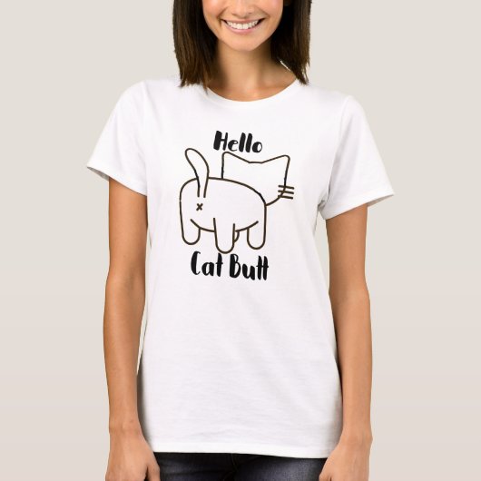 Funny Hello Cat Hintern T-Shirt (Vorderseite)