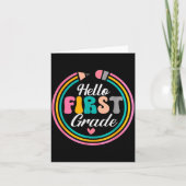 Funny Hello First Grade Pencil Circle Design  Karte (Vorderseite)
