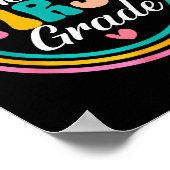 Funny Hello First Grade Pencil Circle Design  Poster (Ecke)