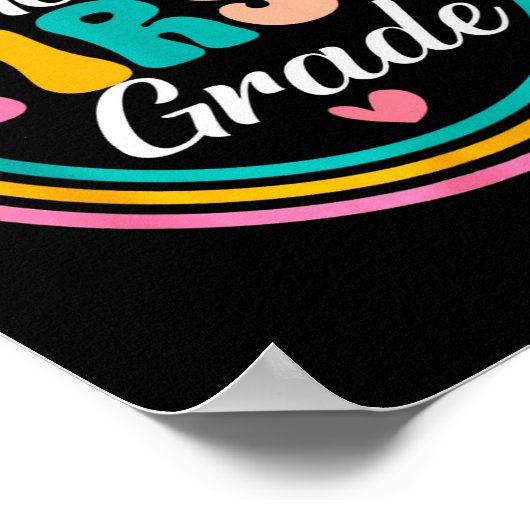 Funny Hello First Grade Pencil Circle Design  Poster (Ecke)