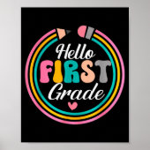 Funny Hello First Grade Pencil Circle Design  Poster (Vorne)