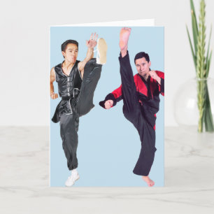 FUNNY HELLO MARTIAL ARTS KARATE GREETCARD FEIERTAGSKARTE