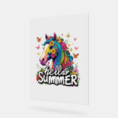 Funny Hello Summer Horse Acrylschild (Winkel)