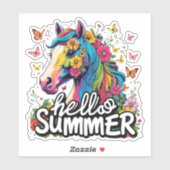 Funny Hello Summer Horse Aufkleber (Blatt)