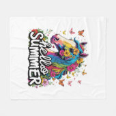 Funny Hello Summer Horse Fleecedecke (Vorderseite (Horizontal))