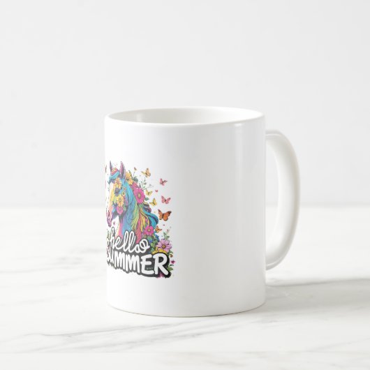 Funny Hello Summer Horse Kaffeetasse (VorderseiteRechts)