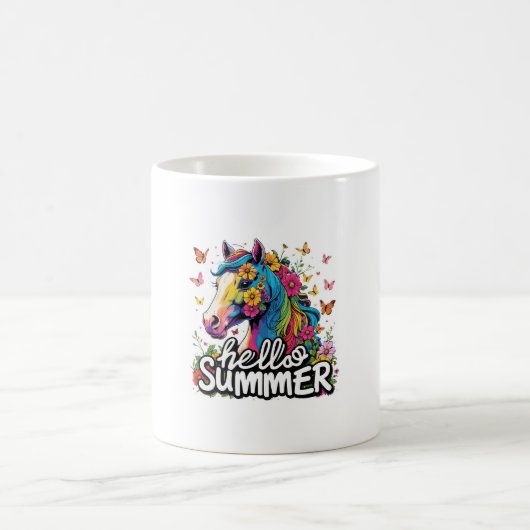 Funny Hello Summer Horse Kaffeetasse (Mittel)