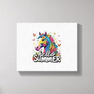 Funny Hello Summer Horse Leinwanddruck