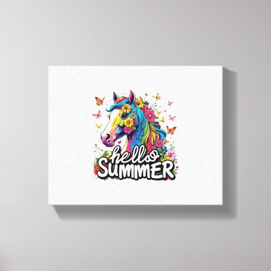 Funny Hello Summer Horse Leinwanddruck (Vorderseite)