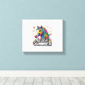 Funny Hello Summer Horse Leinwanddruck (Insitu (Holzboden))