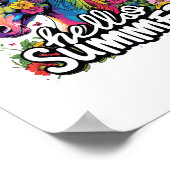 Funny Hello Summer Horse Poster (Ecke)