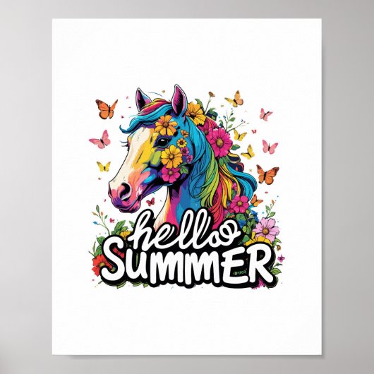 Funny Hello Summer Horse Poster (Vorne)