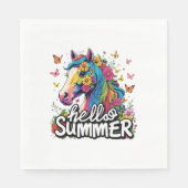 Funny Hello Summer Horse Serviette (Vorderseite)