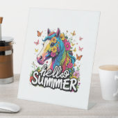 Funny Hello Summer Horse Sockelschild (In Situ)