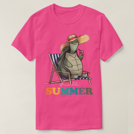 Funny Hello Summer Turtle Sommerurlaub  T-Shirt (Design vorne)