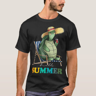 Funny Hello Summer Turtle Summertime Beach  T-Shirt