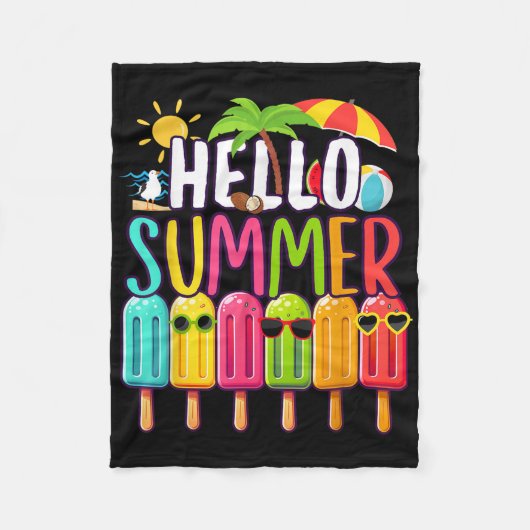 Funny Hello Summer Vacacation Popsicle Ice Lolly I Fleecedecke (Vorderseite)