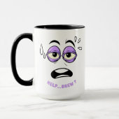 Funny Help Brew Sleepy Face Cartoon Tasse (Links)