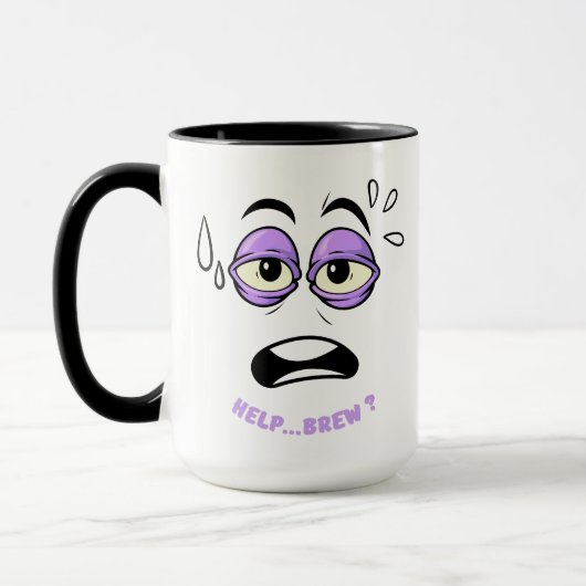 Funny Help Brew Sleepy Face Cartoon Tasse (Links)