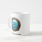 Funny "Help Me" Diver und Angry Shark Kaffeetasse (Vorderseite Links)