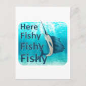 Funny Here Fish Fishy Fishy Sailfish Postkarte (Vorderseite)
