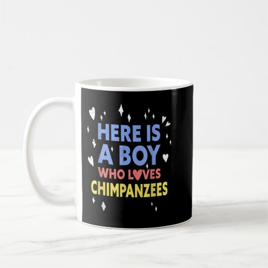 Funny Here ist ein Junge, der Schimpansen Liebe Kaffeetasse (Links)