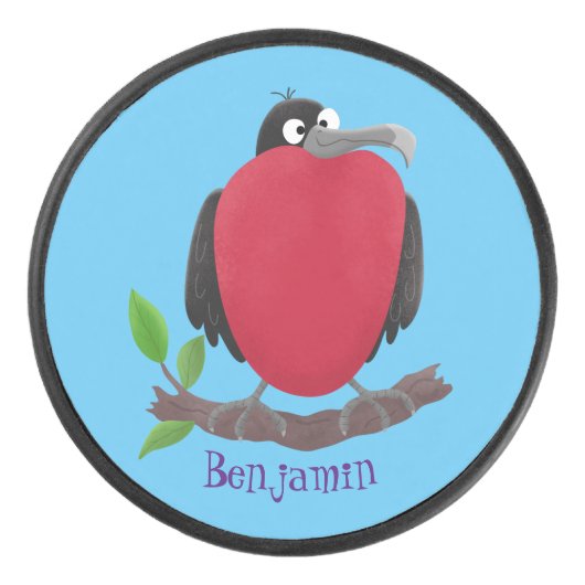 Funny herrlicher Fregatte Vogel Cartoon Eishockey Puck (Vorderseite)