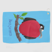 Funny herrlicher Fregatte Vogel Cartoon Golfhandtuch (Horizontal)