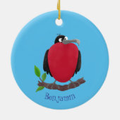 Funny herrlicher Fregatte Vogel Cartoon Keramik Ornament (Hinten)