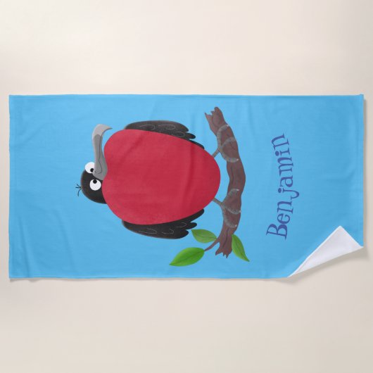 Funny herrlicher Fregatte Vogel Cartoon Strandtuch (Vorderseite)
