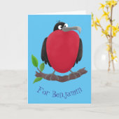 Funny herrlicher Fregattvogel Cartoon Karte (Gelbe Blume)