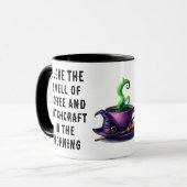 Funny Hexe als Lila Grün & Schwarz Halloween Tasse (Vorderseite Links)