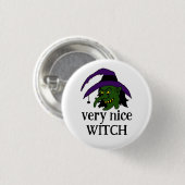 Funny Hexe Cartoon Button Abzeichen (Vorne & Hinten)