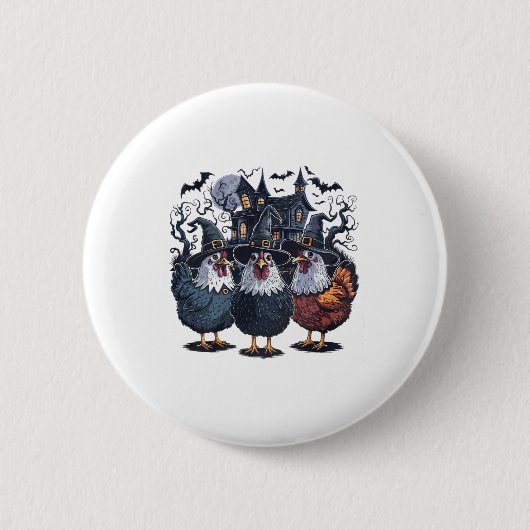 Funny Hexe Spooky Chicken Halloween Button (Vorderseite)