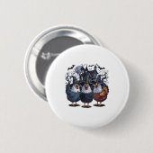 Funny Hexe Spooky Chicken Halloween Button (Vorne & Hinten)
