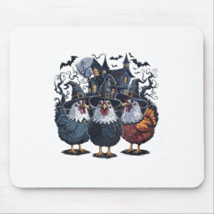 Funny Hexe Spooky Chicken Halloween Mousepad